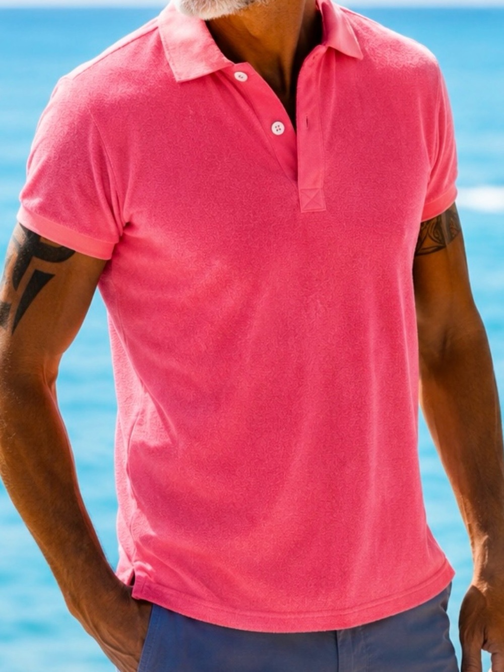 NEW Les Canebiers Men's Cabanon Polo Shirt in Raspberry Sz Small & Medium NWT